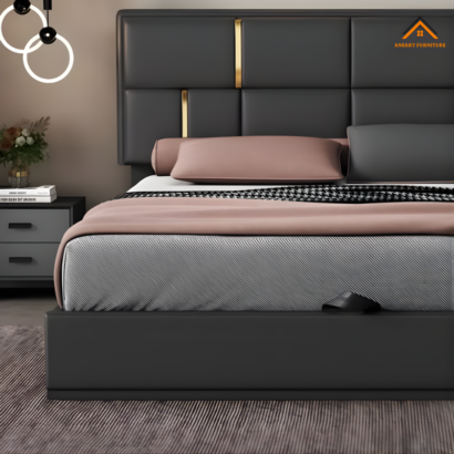 Luxury Upholstered Bed with Hydraulic Storage