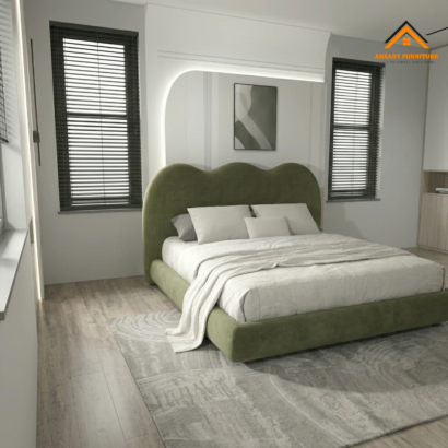 Sleek platform bed frame Dubai green