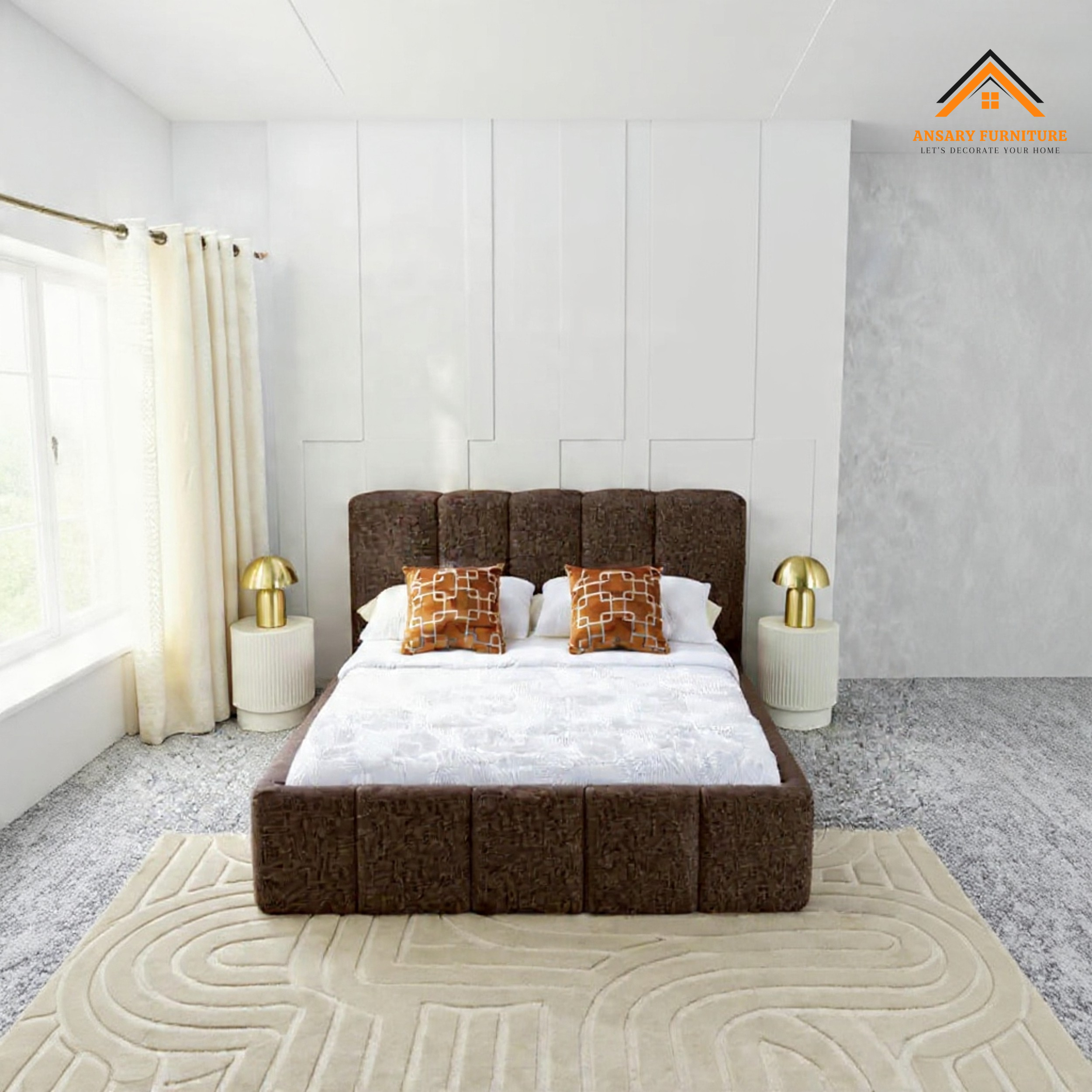 Modern Brown Upholstered Bed