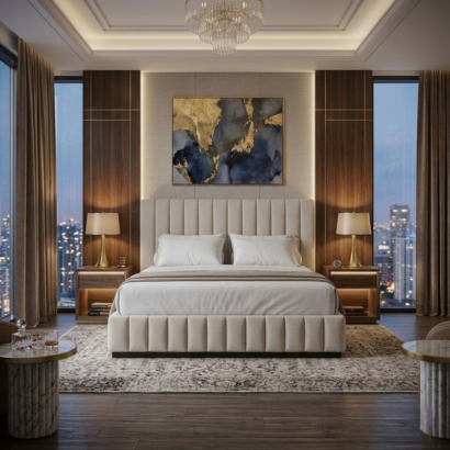 Vertical Channel Tufted Platform Bed.