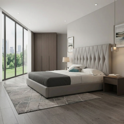 Luxury Elegant Fabric Bed in Modern Bedroom