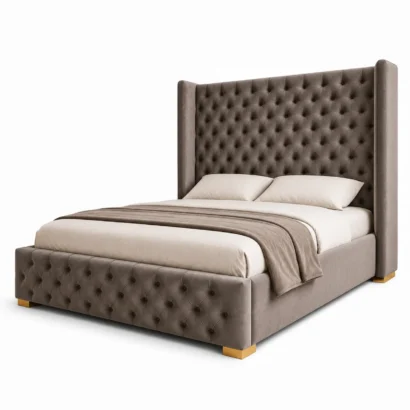 Chesterfield Wingback Ottoman Storage Bed with Velvet Upholstery in Dubai