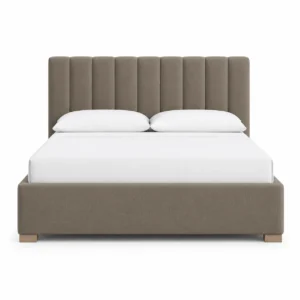 Hoffman Upholstered Platform Bed with premium fabric upholstery in a modern luxury bedroom, available in Dubai, UAE.