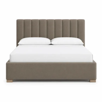 Hoffman Upholstered Platform Bed with premium fabric upholstery in a modern luxury bedroom, available in Dubai, UAE.