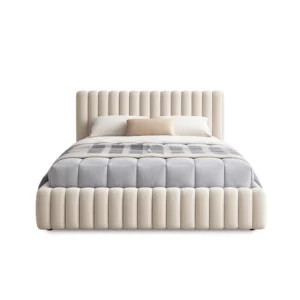 Premium luxury king size bed frame with upholstered headboard for modern bedrooms in Dubai.