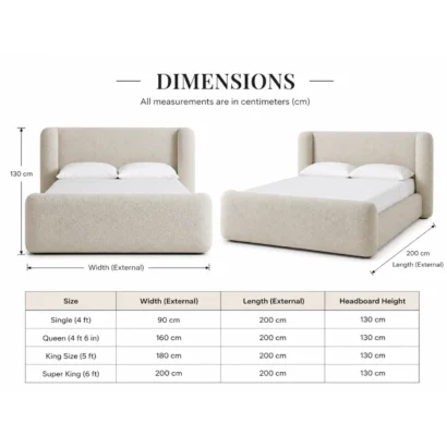 Modern King Size Bed Frame Dubai with premium upholstery and elegant craftsmanship for stylish UAE homes.