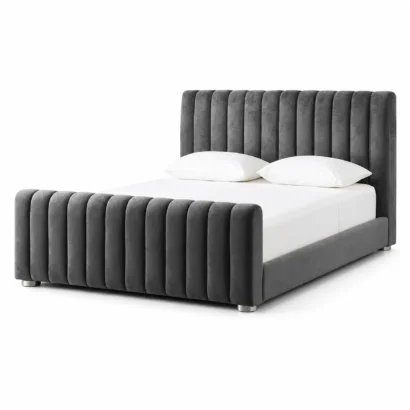 Luxury Linear Velvet Bed Frame with Premium Upholstery in UAE
