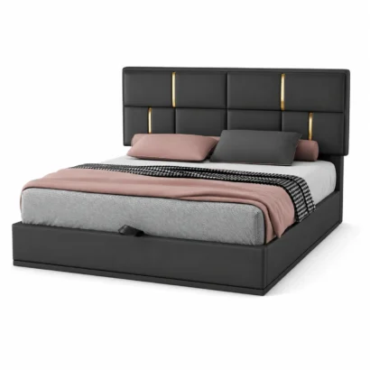 Luxury Modern Bed Frame Dubai crafted with premium fabric upholstery and a contemporary platform base