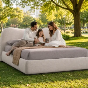Luxury Serene Curved Headboard Bed designed for elegant and modern UAE bedrooms