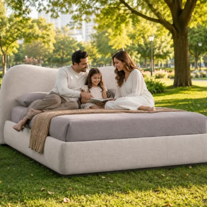 Luxury Serene Curved Headboard Bed designed for elegant and modern UAE bedrooms