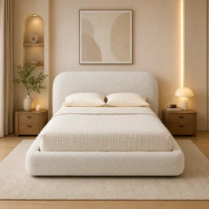 Luxury Smart Bed Dubai featuring adjustable comfort and modern upholstered headboard