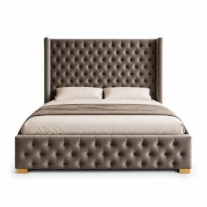 Luxury Tufted Ottoman Storage Bed in Dubai with Chesterfield Wingback Headboard and Hydraulic Storage