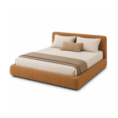Modern upholstered bed frame in Dubai UAE with elegant contemporary styling and premium craftsmanship.
