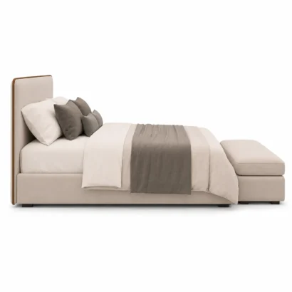 Modern Royal Comfort Fabric Bed Set with Matching Ottoman Bench designed for luxury homes in Dubai