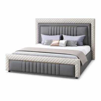 Modern Royal Diamond Tufted Bed with an elegant upholstered bed frame in Dubai