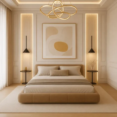Premium Modern Bed Frame Dubai UAE with durable solid wood construction and upholstered finish.