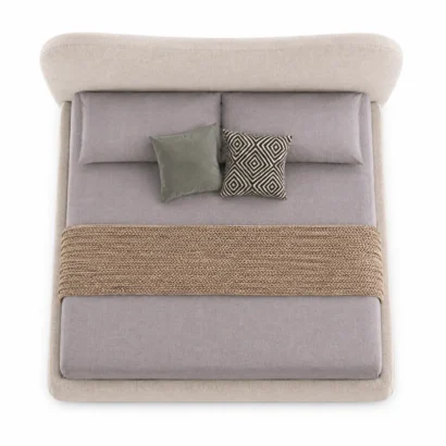 Premium Serene Curved Headboard Bed crafted with high-quality fabric upholstery