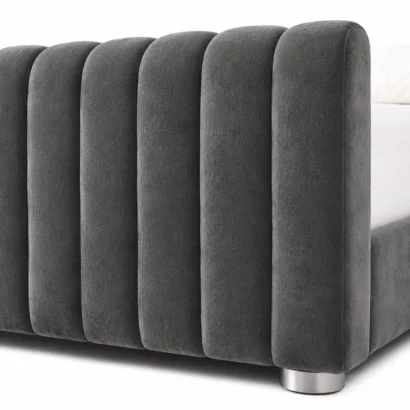 Cream Velvet Platform Bed with Modern Wingback Headboard in Dubai UAE