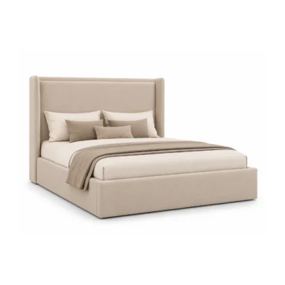 Designer Minimalist Luxury Velvet Platform Bed with premium upholstery in UAE