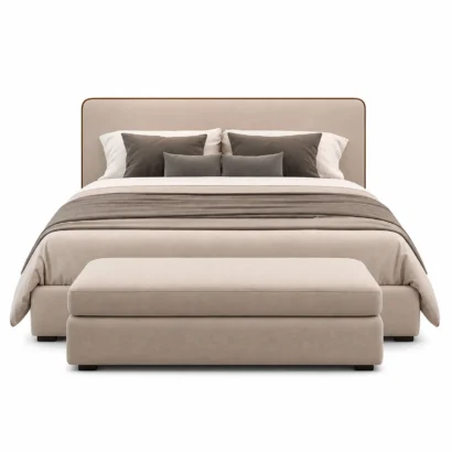 Royal Comfort Fabric Bed Set with Matching Ottoman Bench in Dubai featuring premium fabric upholstery