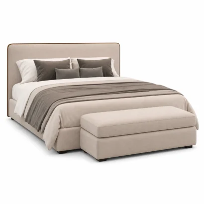 Royal Comfort Fabric Bed Set with Matching Ottoman Bench and upholstered headboard in UAE