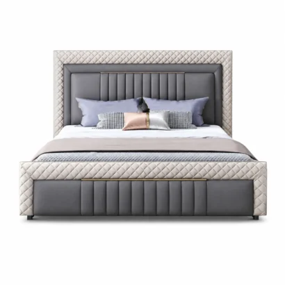 Royal Diamond Tufted Bed in Dubai with a luxurious diamond-tufted upholstered headboard