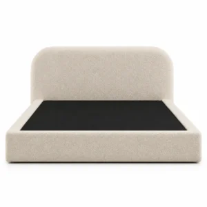 Serene Arc King Size Bouclé Bed Frame in Dubai with a premium textured bouclé upholstered headboard
