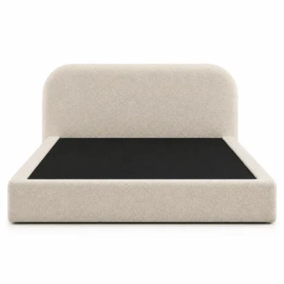 Serene Arc King Size Bouclé Bed Frame in Dubai with a premium textured bouclé upholstered headboard
