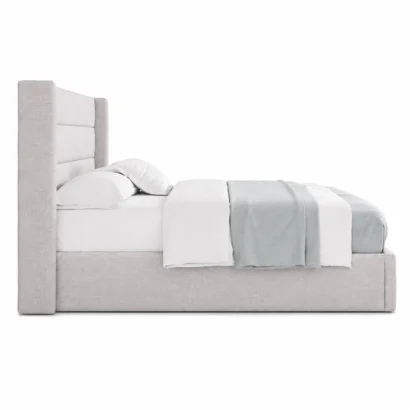 Luxury storage bed frame featuring a padded headboard and built-in storage compartments.