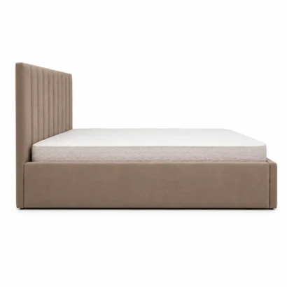 Vertical Channel Velvet Bed UAE designed for luxury homes with soft velvet fabric and platform base