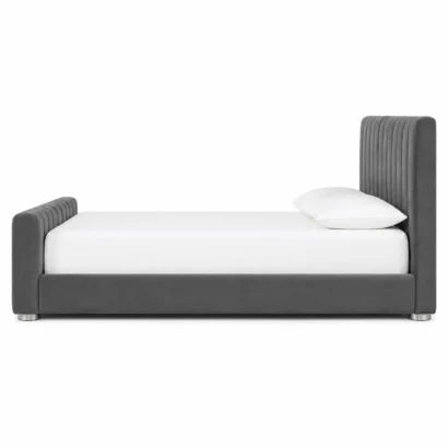 Premium Upholstered Linear Velvet Bed for Modern Luxury Bedrooms in UAE