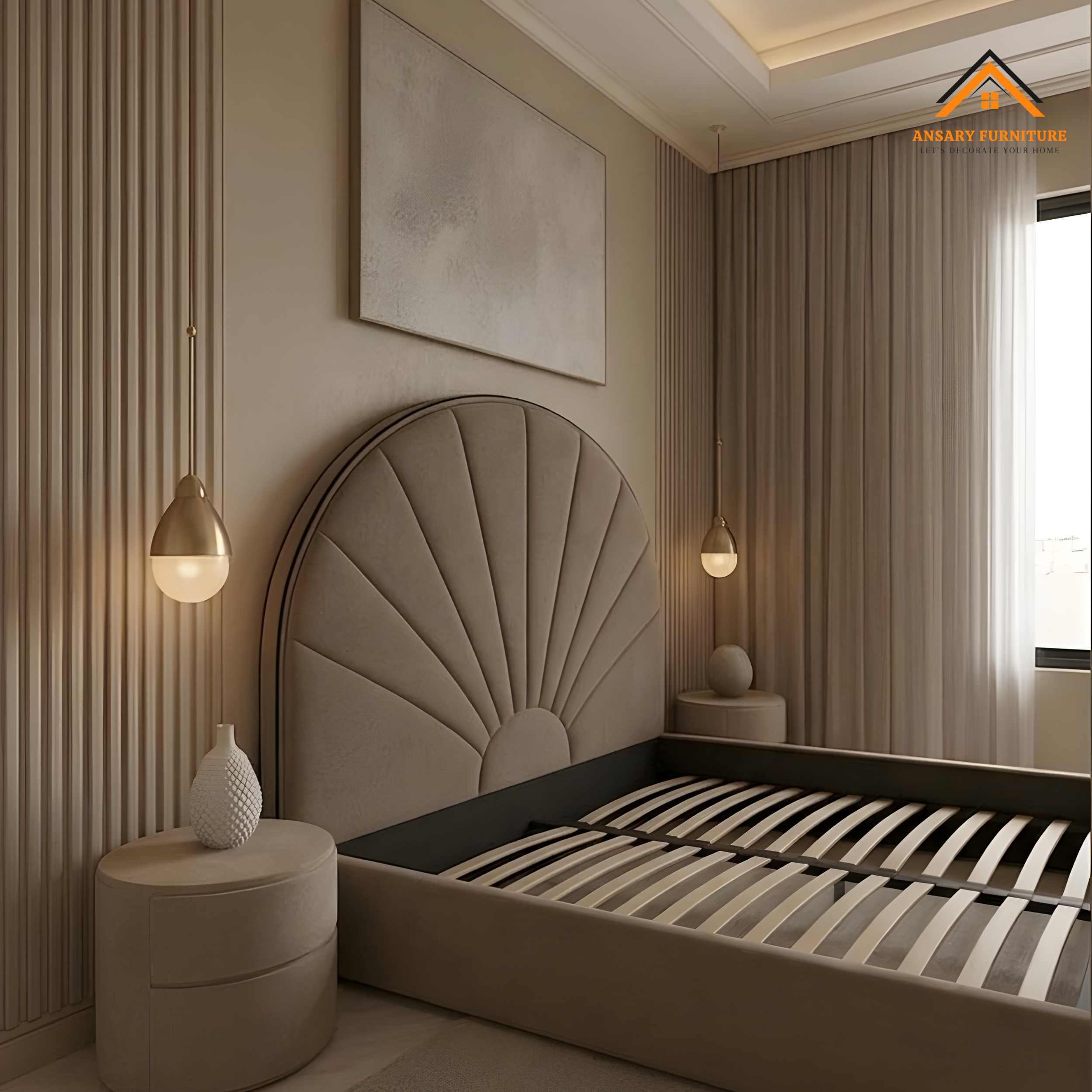 Luxury fan design headboard