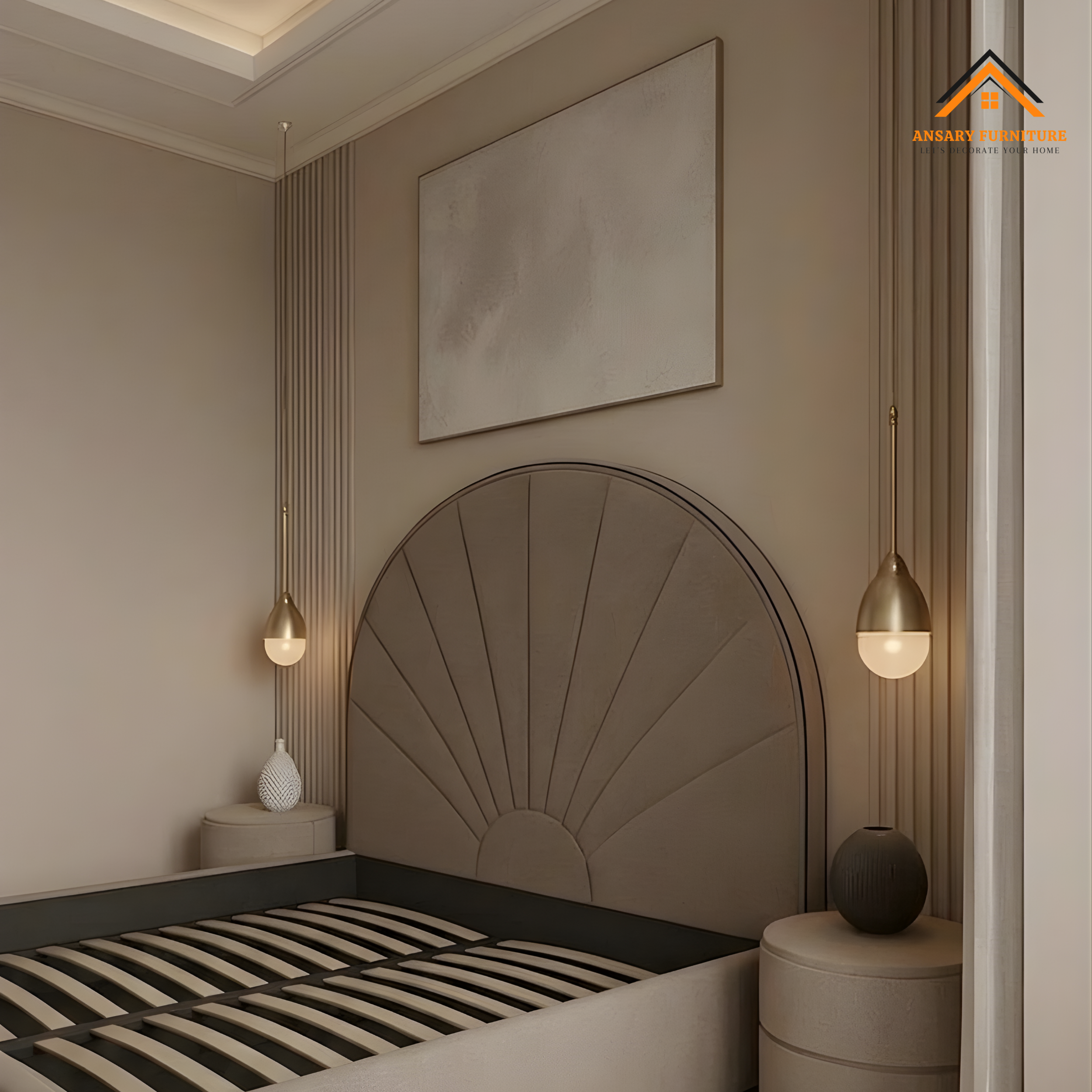 Ansary Furniture arched velvet bed