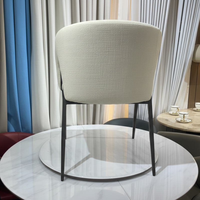 Ansary contemporary cream bouclé dining chair,