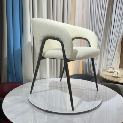 Close-up texture of cream bouclé fabric