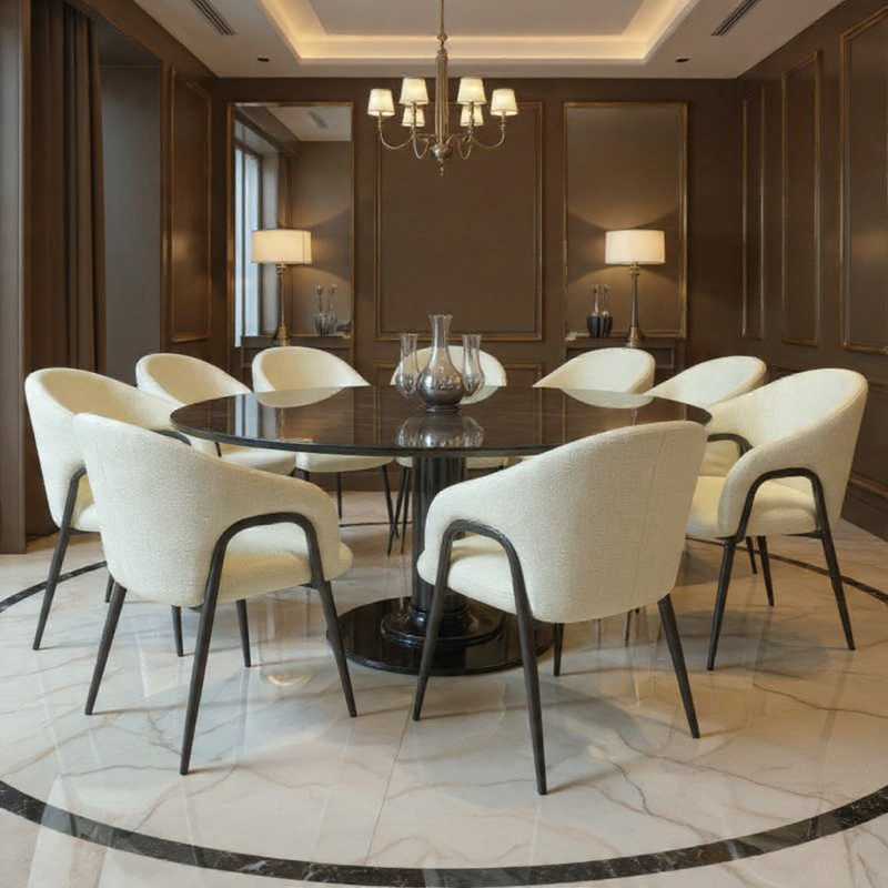 Contemporary Dining & Accent Chair Cream Bouclé Dining Chair