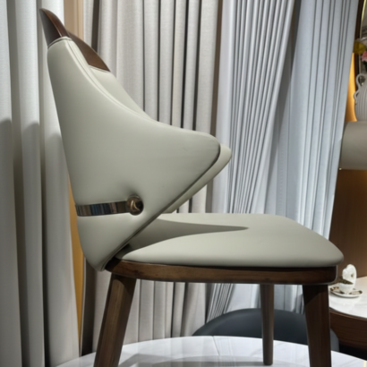 Elegant Cream Faux Leather Dining Chair shipping across Dubai, UAE.