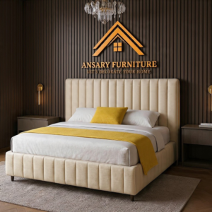 Grand Luxury Bed Frame Dubai beige upholstered