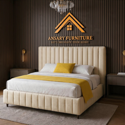 Grand Luxury Bed Frame Dubai beige upholstered