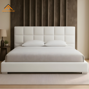 Linear Grid Upholstered Bed Frame