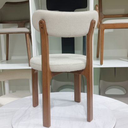 Ansary Furniture Tripod Chair in Ivory and Walnut.