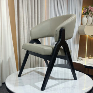 Modern Curved Back Wooden Armchair in Sharjah
