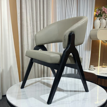 Modern Curved Back Wooden Armchair in Sharjah