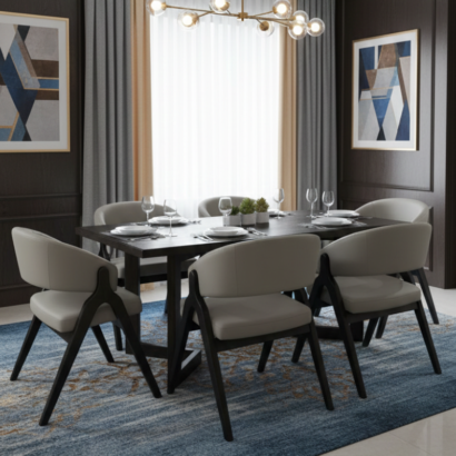 Curved Back Wooden Dining Armchair