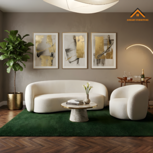 Modern Curved Bouclé Sofa Set in Dubai