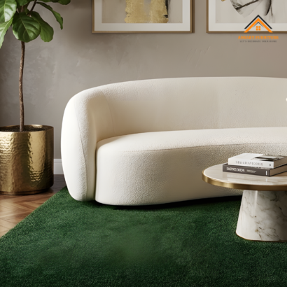 Luxury Off-White Curved Sofa and Armchair in a Modern Dubai Villa Living Room