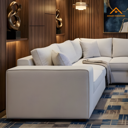 Luxury modular seating arrangement and designer L-shaped sofa ideal for modern villa decor in the UAE.