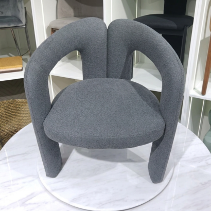 Grey bouclé accent chair