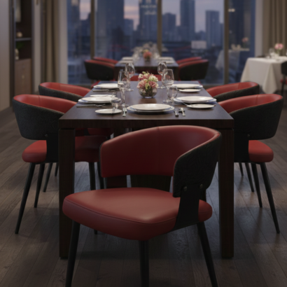 Modern red finish dining chair