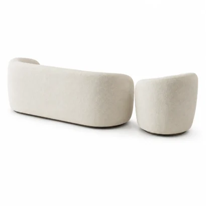 Cream Modern Curved Bouclé Sofa Set designed for contemporary interiors in Dubai and across the UAE.